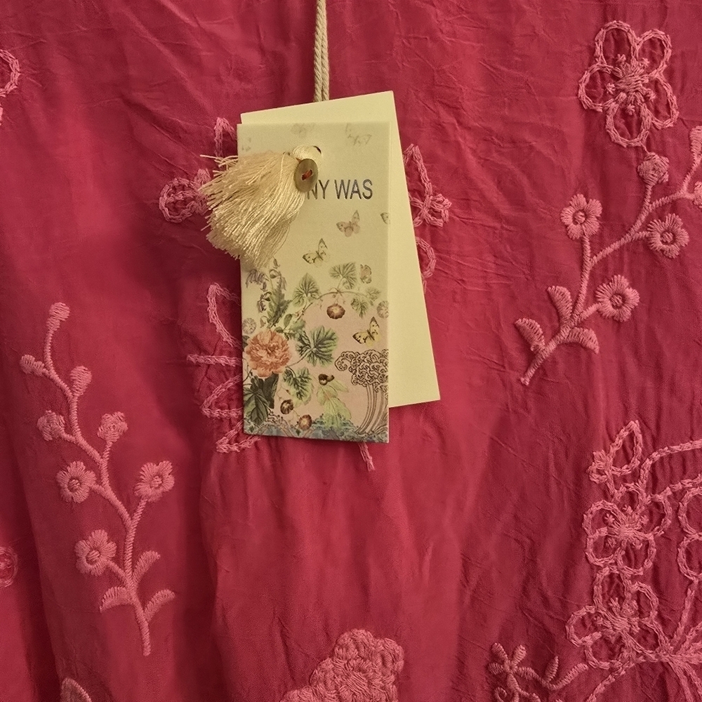 NWT Johnny Was Nathy Lily Vibrant Hot Pink Floral Dress - Picture 7 of 8